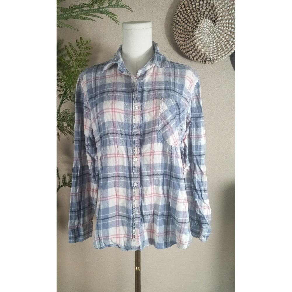 Wrangler Retro Womens Blue Pink Plaid Flannel Button Down Shirt LW8034M Small